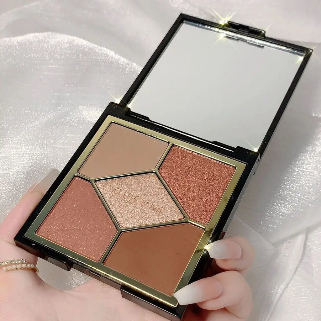 Five-color Pearlescent Eyeshadow Palette Five-color Eyeshadow Eye Makeup Palette Cosmetics Earth Color INS Popular Eyeshadow