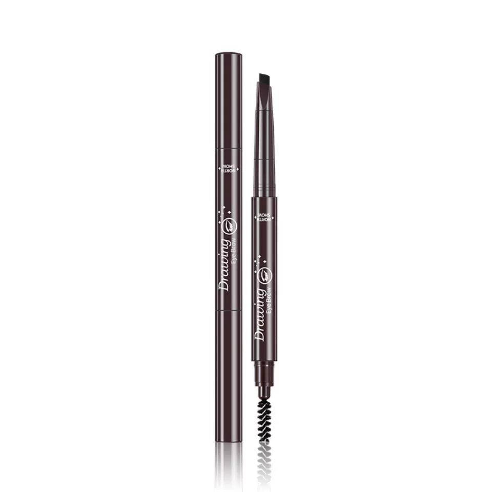 QUEEN CHAN Cross-Border English Version Double-Headed Automatically Rotate Eyebrow Pencil Waterproof Sweat-Proof Not Smudge Fine Triangle Thrush Eyebrow Pencil