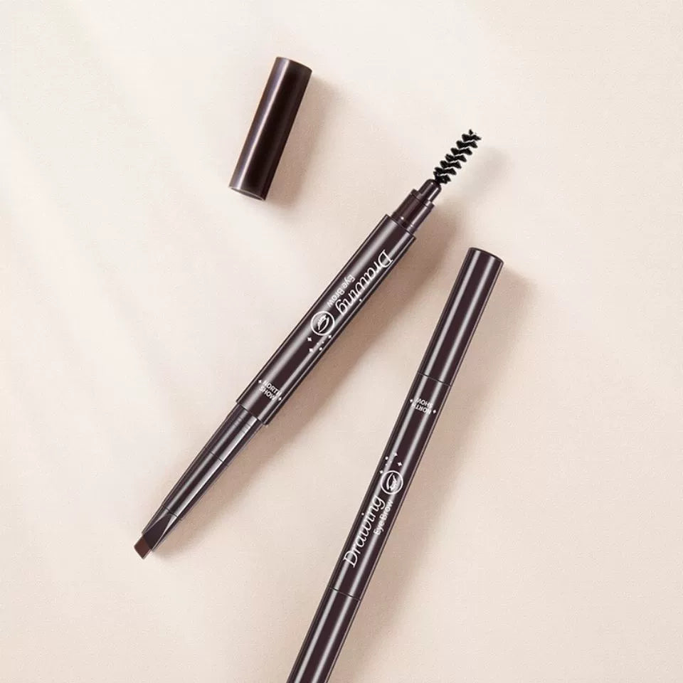 QUEEN CHAN Cross-Border English Version Double-Headed Automatically Rotate Eyebrow Pencil Waterproof Sweat-Proof Not Smudge Fine Triangle Thrush Eyebrow Pencil