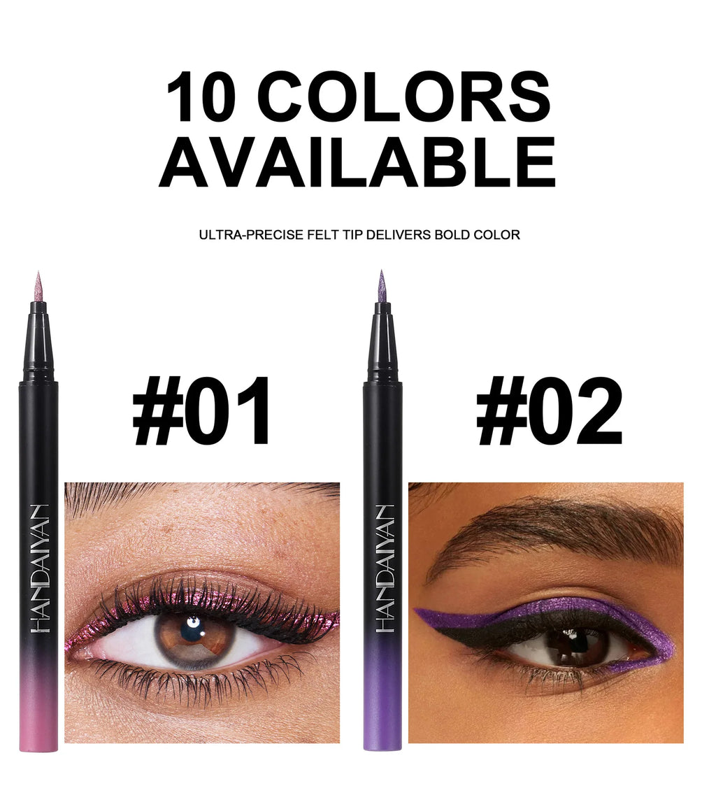 Waterproof Glitter Luster Liquid Eyeliner Pencil Long Lasting Purple Pink Blue Metallic Eye Liner Pen Cosmetic Makeup for Eyes