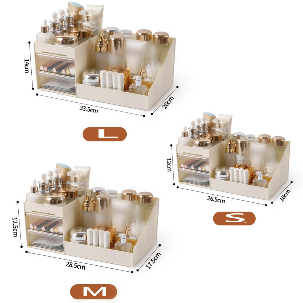 Cosmetic Display Case Desk Storage Box with Clear Drawers Large Capacity Makeup Brush Organizer For Bathroom Desktop