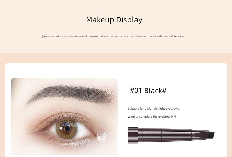 QUEEN CHAN Cross-Border English Version Double-Headed Automatically Rotate Eyebrow Pencil Waterproof Sweat-Proof Not Smudge Fine Triangle Thrush Eyebrow Pencil