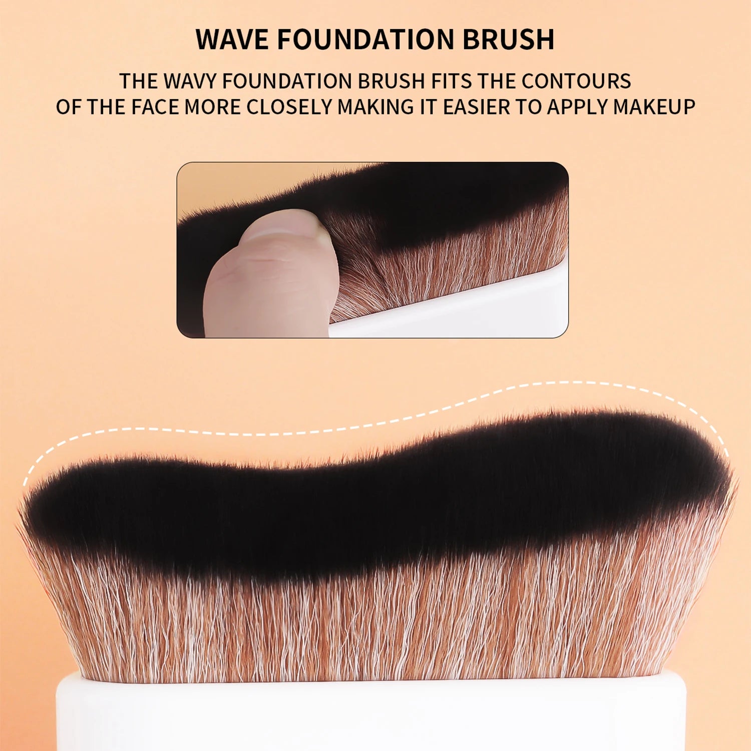 Foundation Brush, 1pcs Plastic Creative	wave Fit Perfectly Cosmetic Brush	at home or On-the-Go