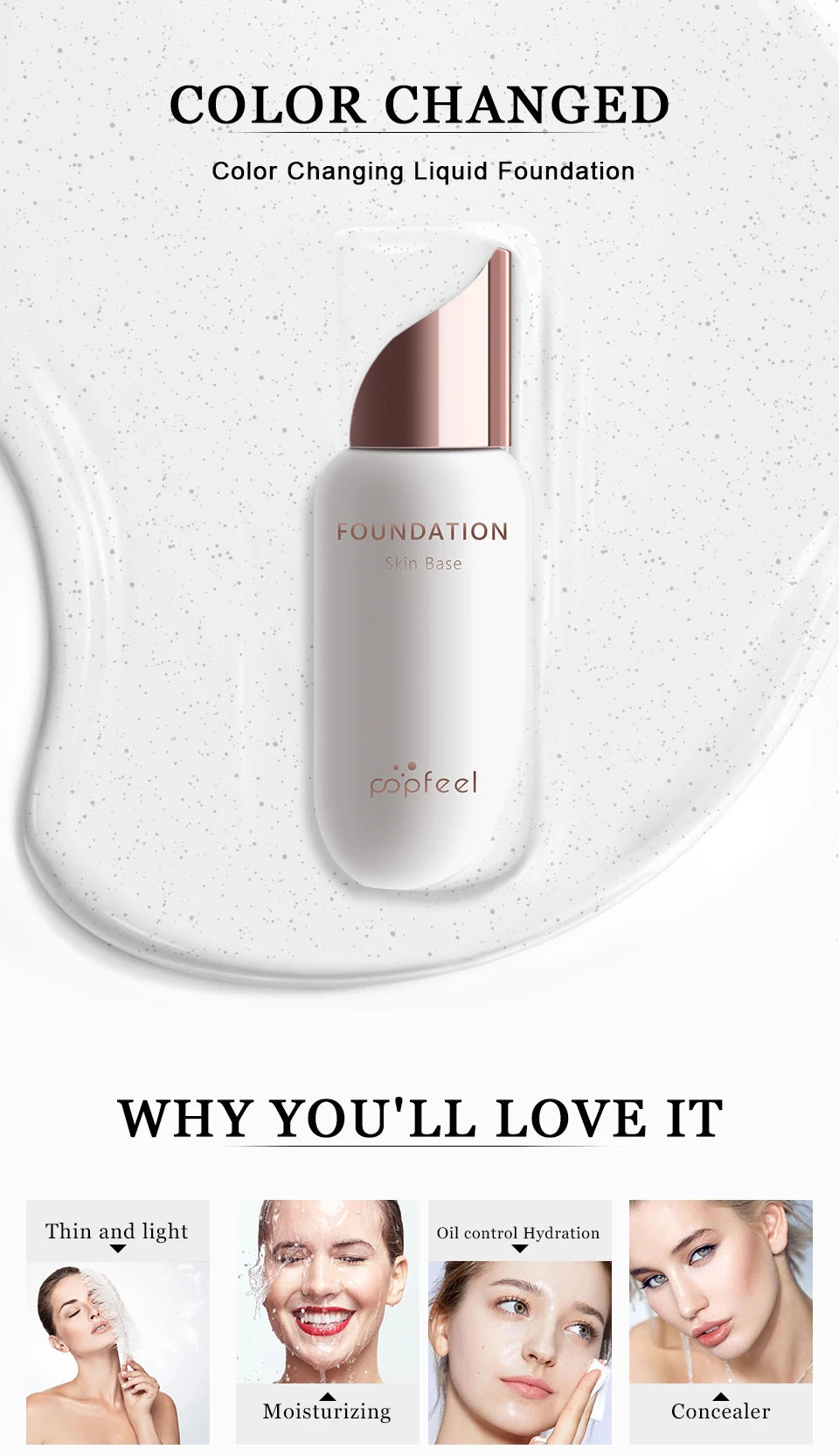 1.01oz Color-Changing Foundation Instantly Match Your Skin Tone With Just A Blend! More Suitable For Medium And Light Skin Tone