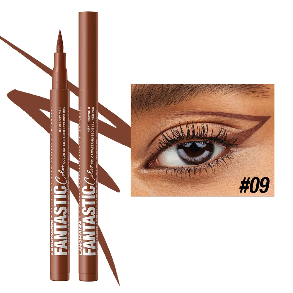 12 Colors Eyeliner High Pigment Silver Pearl Shine&Matte Smoky Blue Long-Lasting Waterproof Water-Based Painting Pen Makeup