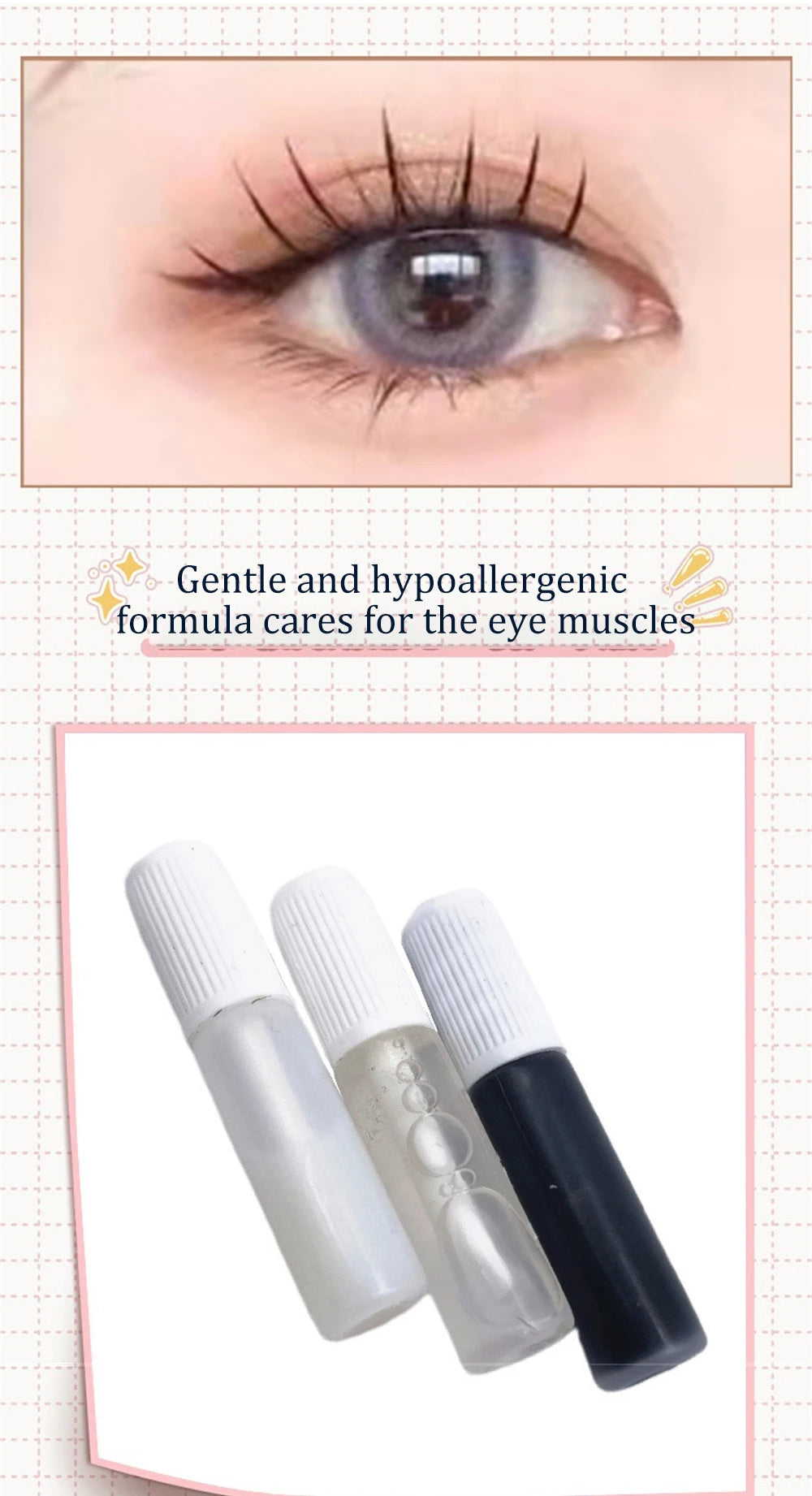 2Pcs False Eyelash Extension Glue Waterproof Fast Dry Long Lasting Strong No Irritation Clear Black Eyelash Primer Tools 1ml