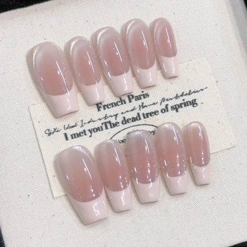 Pink French Cat Eye Press-On Nails - 10pc Set