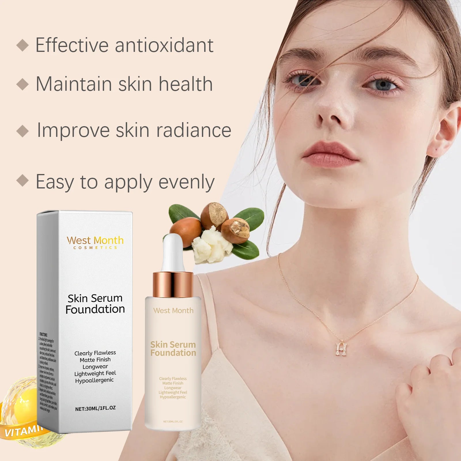 Moisturizing Liquid Foundation Even Skin Tone Cover Defects Brightening Skin Long Lasting Hydration Waterproof Makeup Cosmetics