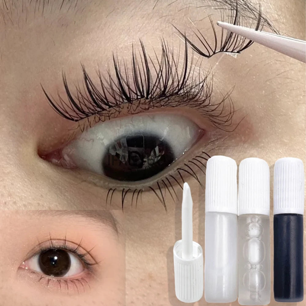 2Pcs False Eyelash Extension Glue Waterproof Fast Dry Long Lasting Strong No Irritation Clear Black Eyelash Primer Tools 1ml