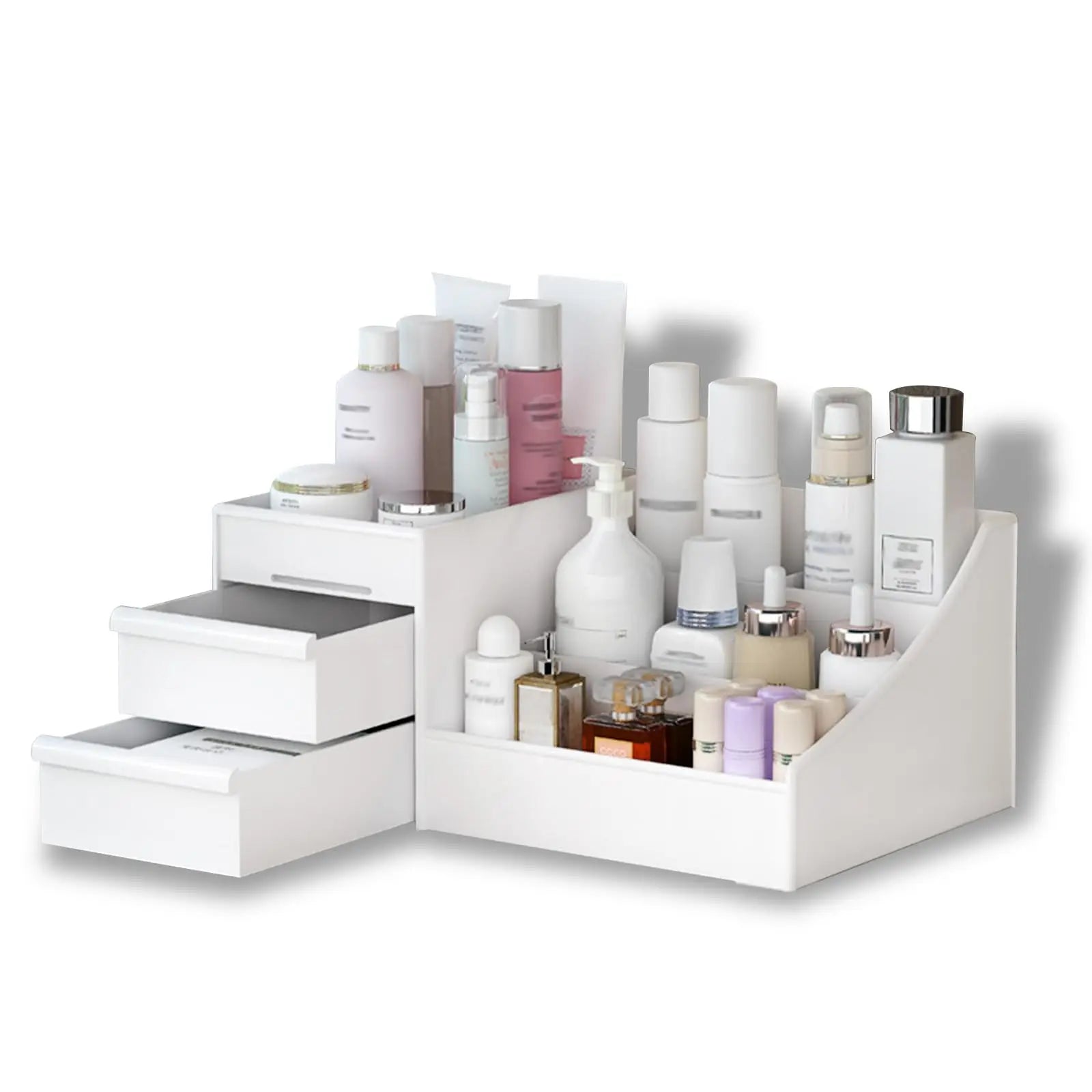 Cosmetic Display Case Desk Storage Box with Clear Drawers Large Capacity Makeup Brush Organizer For Bathroom Desktop