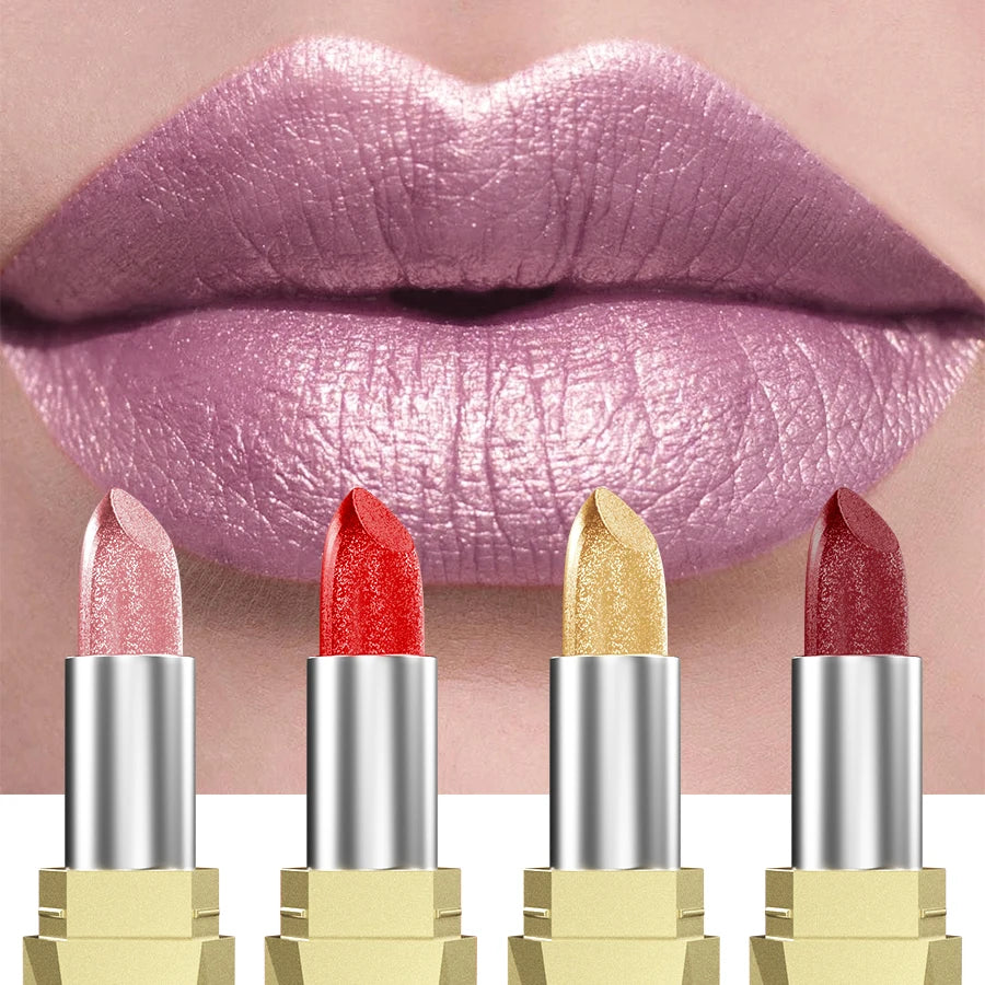 21Colors Bold & Intense Glitter Shiny Metallic Lipstick Pearlescent Lip Tint,Long Lasting Lip Senior Matte Lip Makeup Gifts for