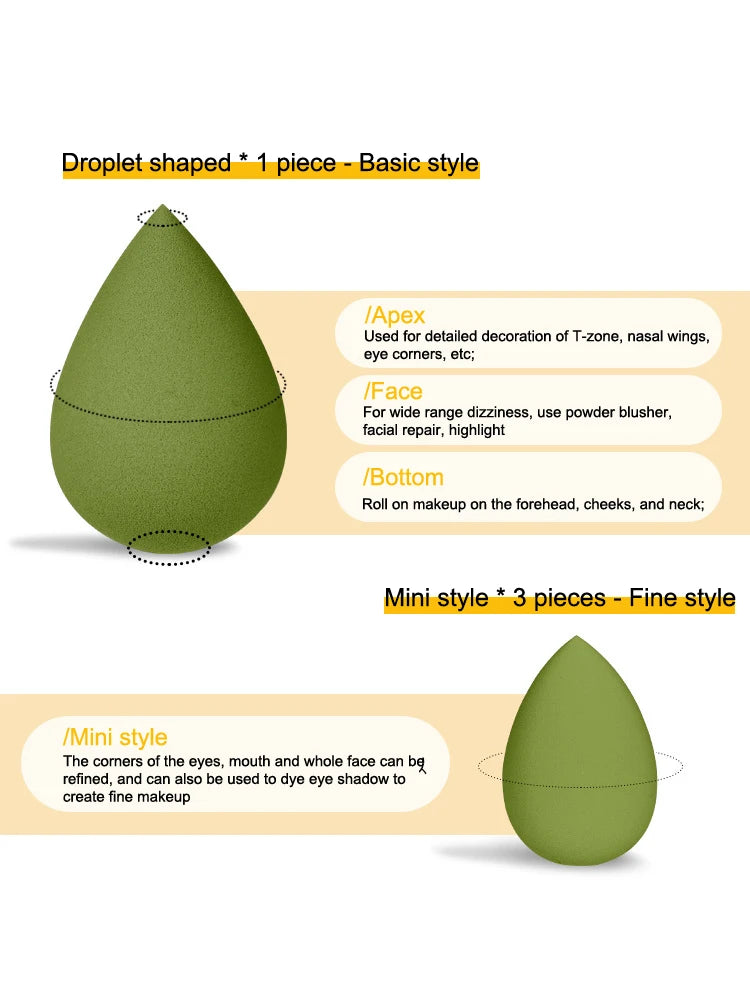 Makeup Egg Dry Wet Dual Use Water Droplets Diagonal Cut Makeup Egg Independent Packaging No Powder Makeup Egg Powder Puff