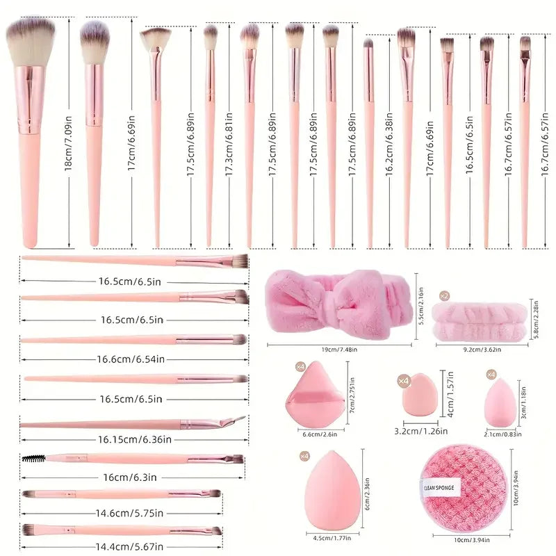 40 Pink Makeup Brush Set Complete Kit with Soft Brushes Beauty Blender Perfect for Birthday Christmas New Year Gift