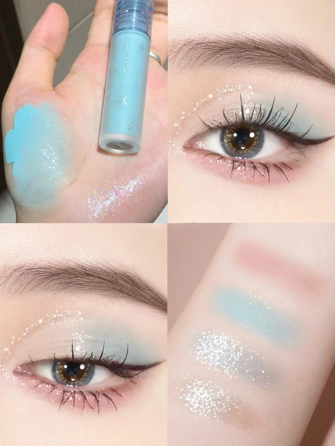 2 in 1 Blue Liquid Eye Shadow Matte Sequins Pearlescent Eye Makeup Lying Silkworm Brightening Droplet Tear Makeup Beauty Tools