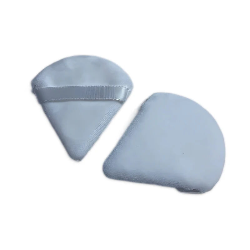 2pcs Velvet Triangle Shaped Cosmetic Puff Wet Dry Used Washable Soft Makeup Sponge Tool For Foundation Powder Blusher Shadow