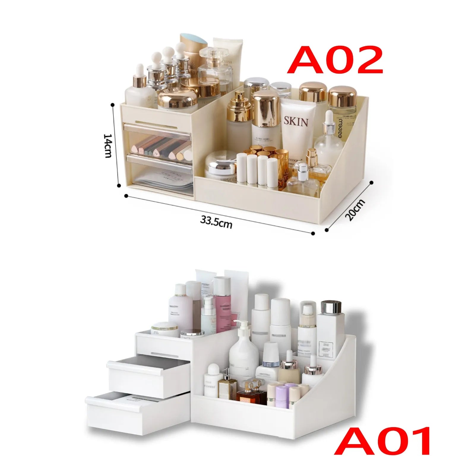 Cosmetic Display Case Desk Storage Box with Clear Drawers Large Capacity Makeup Brush Organizer For Bathroom Desktop