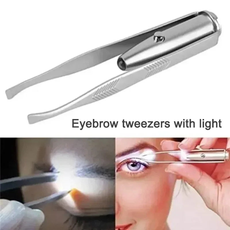 Smart Eyebrow Slanted Head Tweezers with LED Light Portable Design to Create Perfect Eyebrows Professional Makeup Artifact