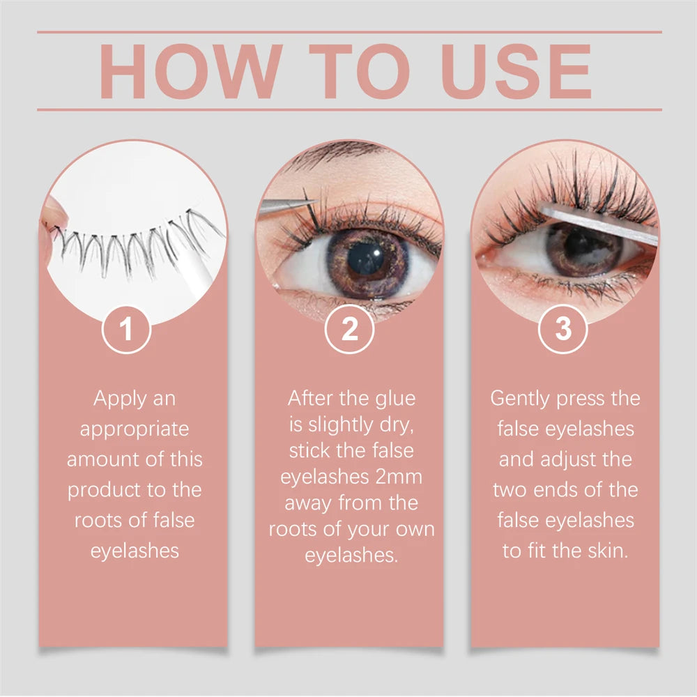 2Pcs False Eyelash Extension Glue Waterproof Fast Dry Long Lasting Strong No Irritation Clear Black Eyelash Primer Tools 1ml