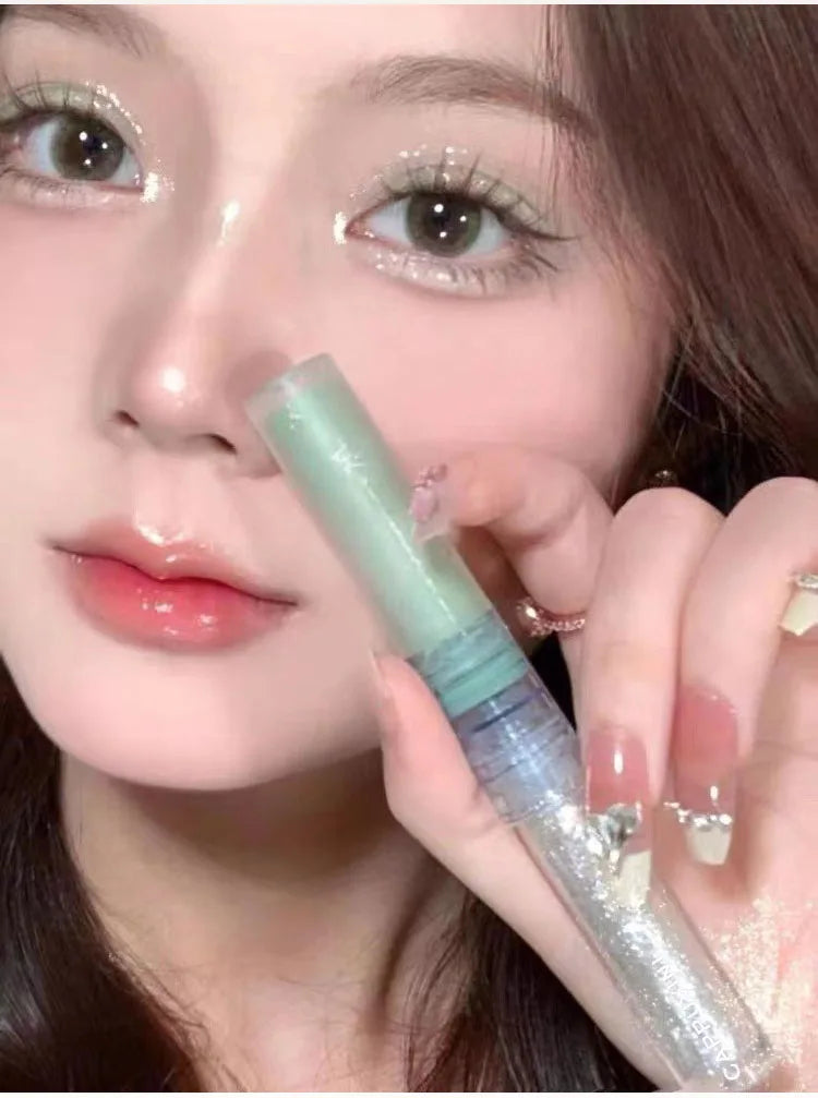 2 in 1 Blue Liquid Eye Shadow Matte Sequins Pearlescent Eye Makeup Lying Silkworm Brightening Droplet Tear Makeup Beauty Tools