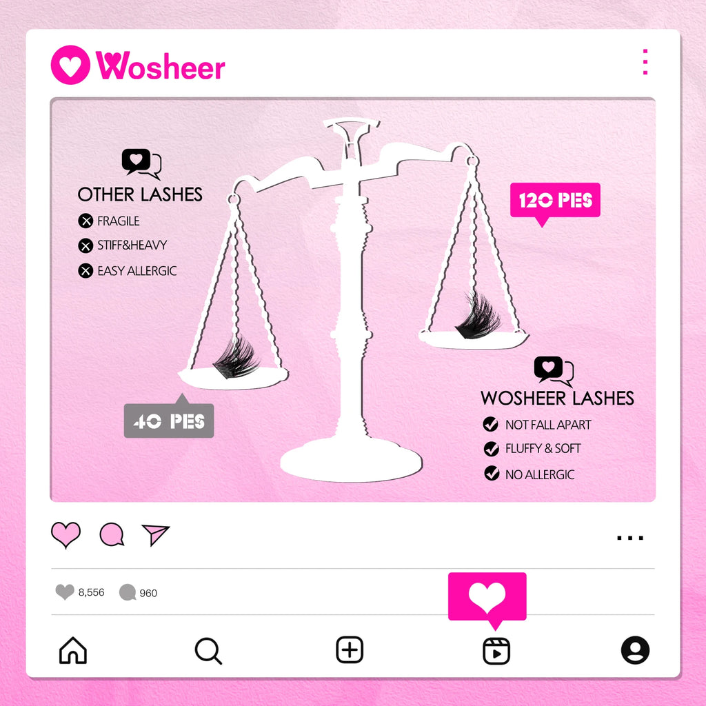 WOSHEER Eyelash Clusters Kit Thick Individual Lashes Lash Bond And Seal And Remover Faux Mink Lashes Eyelash Extension DIY