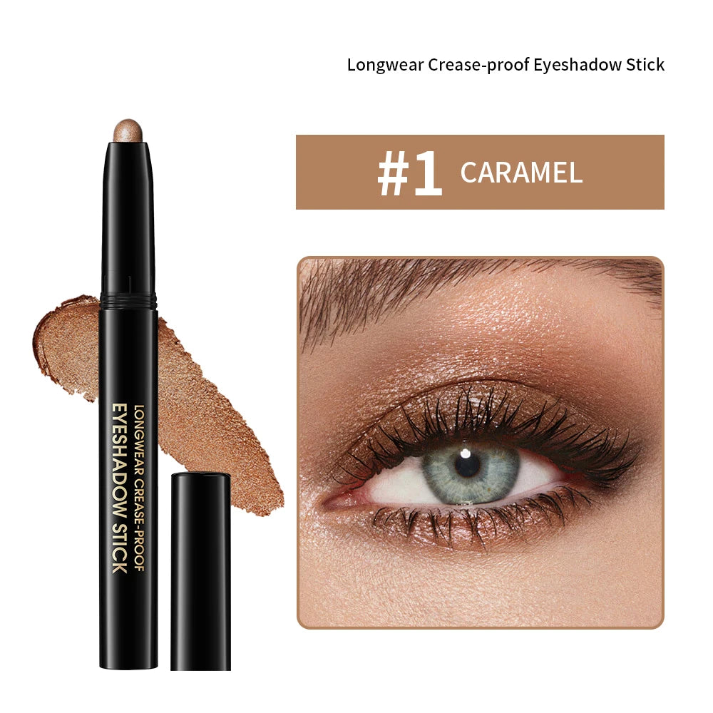 Eyeshadow Stick 10Colors Shimmer And Matte Brown Metallic Cream Eyeshadow Pencil Crayon with Smudge-proof & Waterproof Makeup