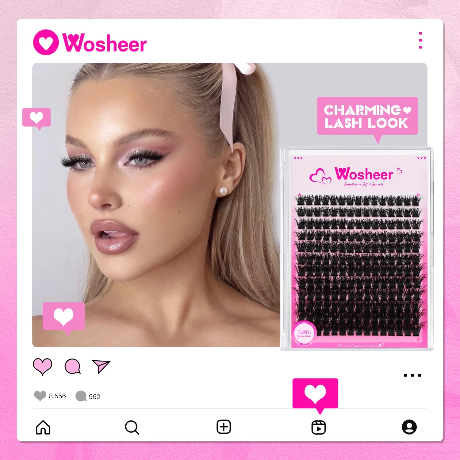 WOSHEER Eyelash Clusters Kit Thick Individual Lashes Lash Bond And Seal And Remover Faux Mink Lashes Eyelash Extension DIY