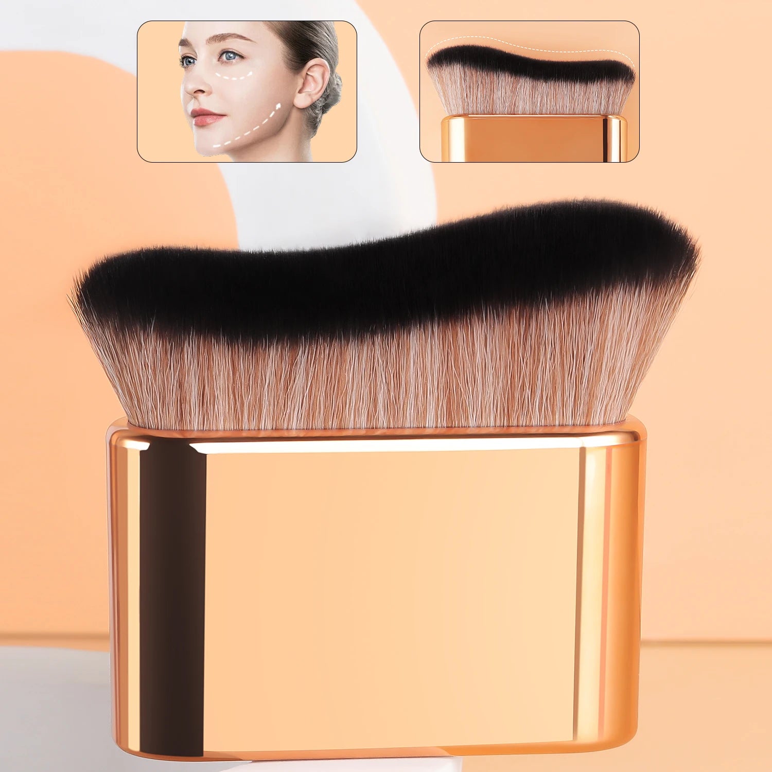 Foundation Brush, 1pcs Plastic Creative	wave Fit Perfectly Cosmetic Brush	at home or On-the-Go