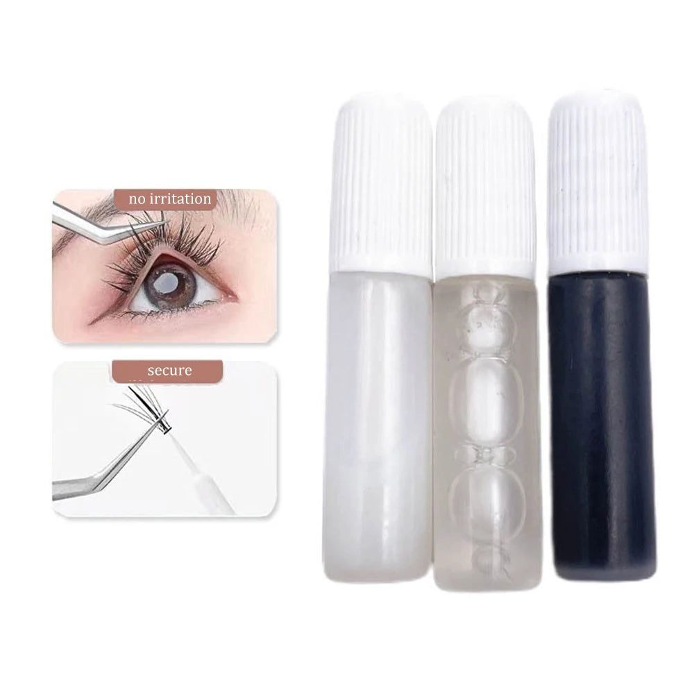 2Pcs False Eyelash Extension Glue Waterproof Fast Dry Long Lasting Strong No Irritation Clear Black Eyelash Primer Tools 1ml