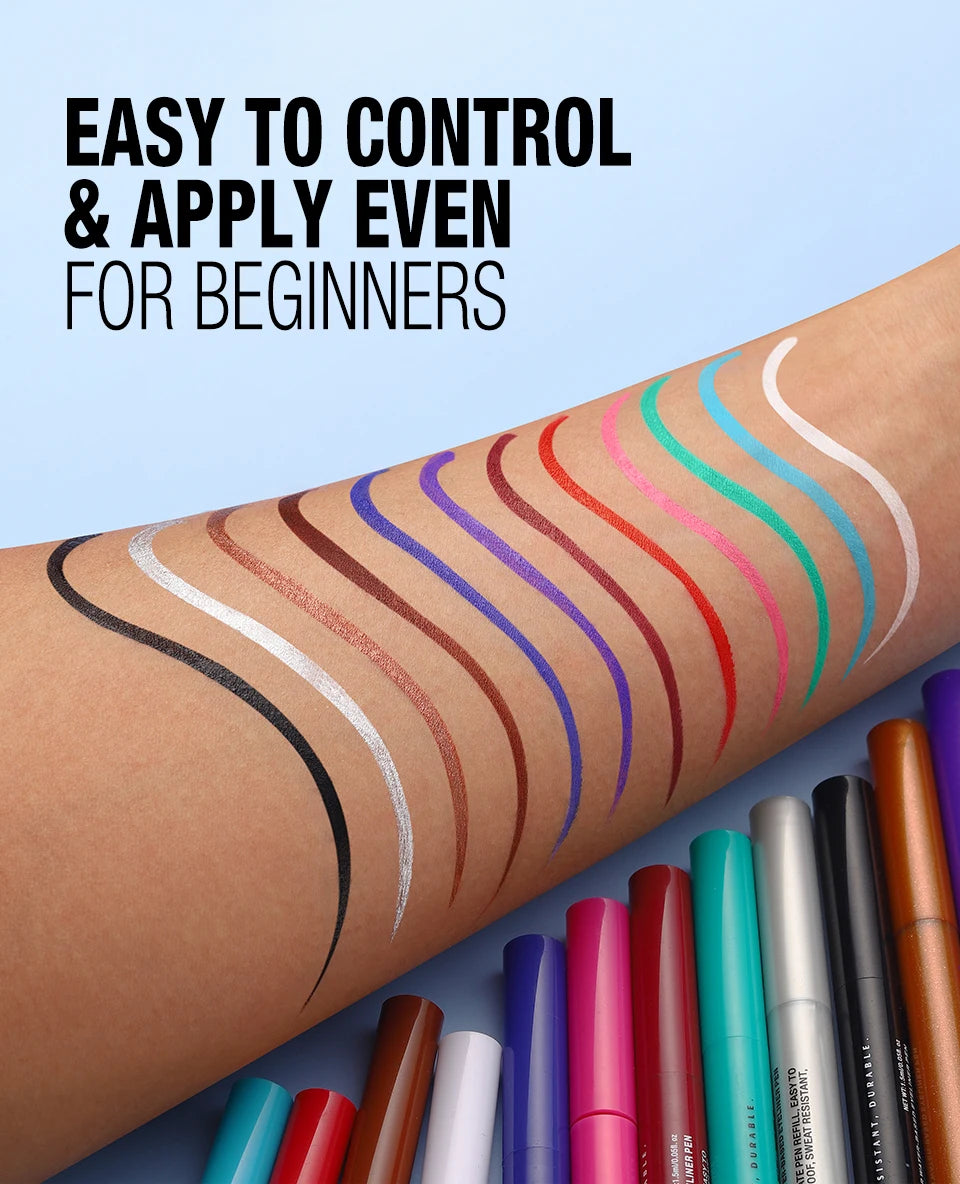 Water-based Eyeliner Liquid Matte Bright Red Quick-Drying Smudge-Proof Eyeliner Pen Bold Long-Lasting Eyes Looks Cosmetics