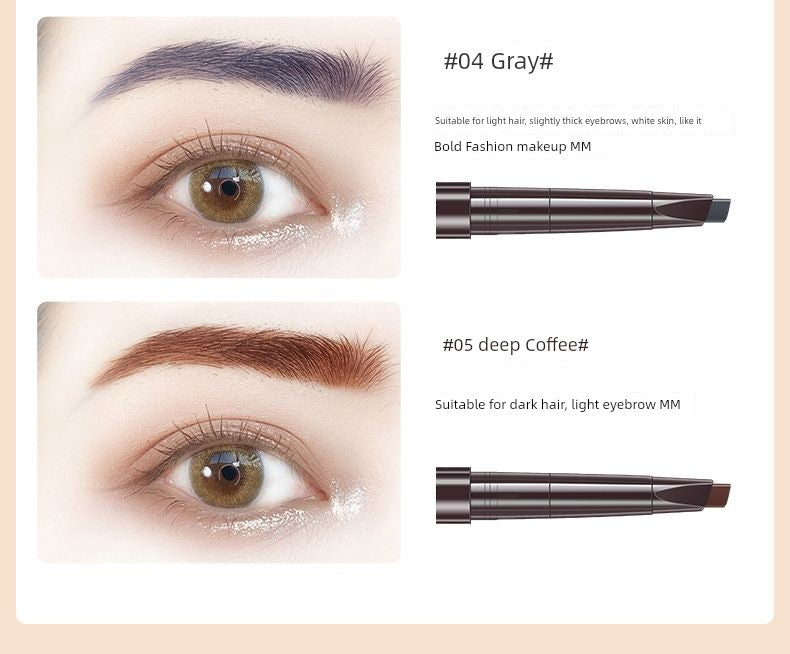 QUEEN CHAN Cross-Border English Version Double-Headed Automatically Rotate Eyebrow Pencil Waterproof Sweat-Proof Not Smudge Fine Triangle Thrush Eyebrow Pencil