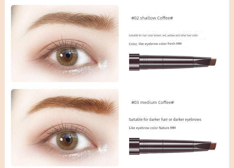 QUEEN CHAN Cross-Border English Version Double-Headed Automatically Rotate Eyebrow Pencil Waterproof Sweat-Proof Not Smudge Fine Triangle Thrush Eyebrow Pencil