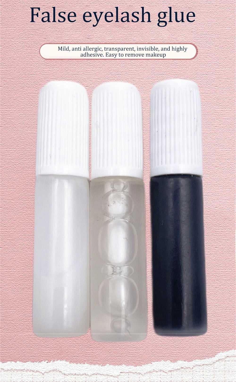 2Pcs False Eyelash Extension Glue Waterproof Fast Dry Long Lasting Strong No Irritation Clear Black Eyelash Primer Tools 1ml