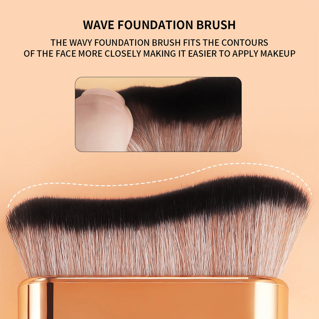 Foundation Brush, 1pcs Plastic Creative	wave Fit Perfectly Cosmetic Brush	at home or On-the-Go