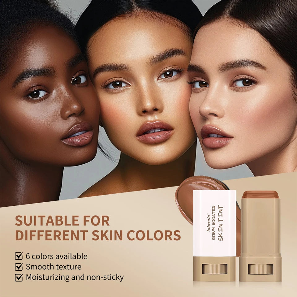 Foundation Stick  Serum Boosted Skin Tint Balm Silky Texture Moisturizing Coverage Plumper Natural Even Skin Tone Travel Makeup