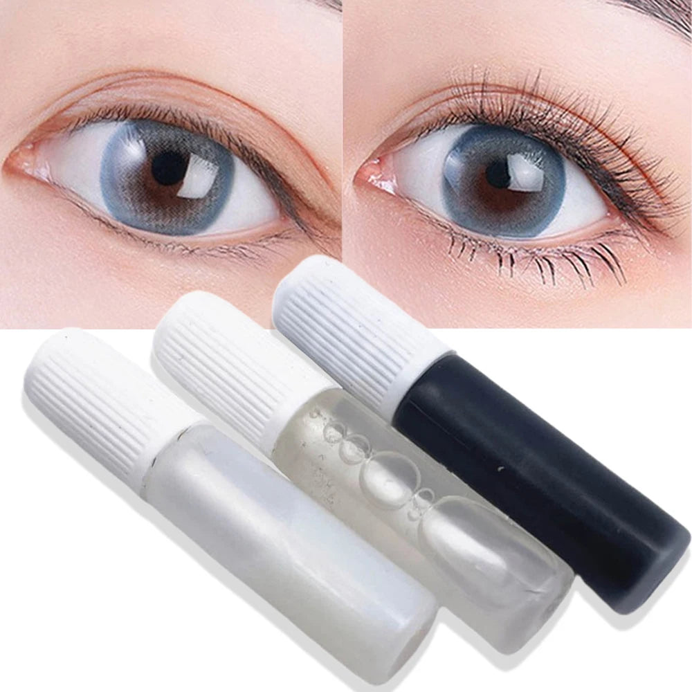 2Pcs False Eyelash Extension Glue Waterproof Fast Dry Long Lasting Strong No Irritation Clear Black Eyelash Primer Tools 1ml