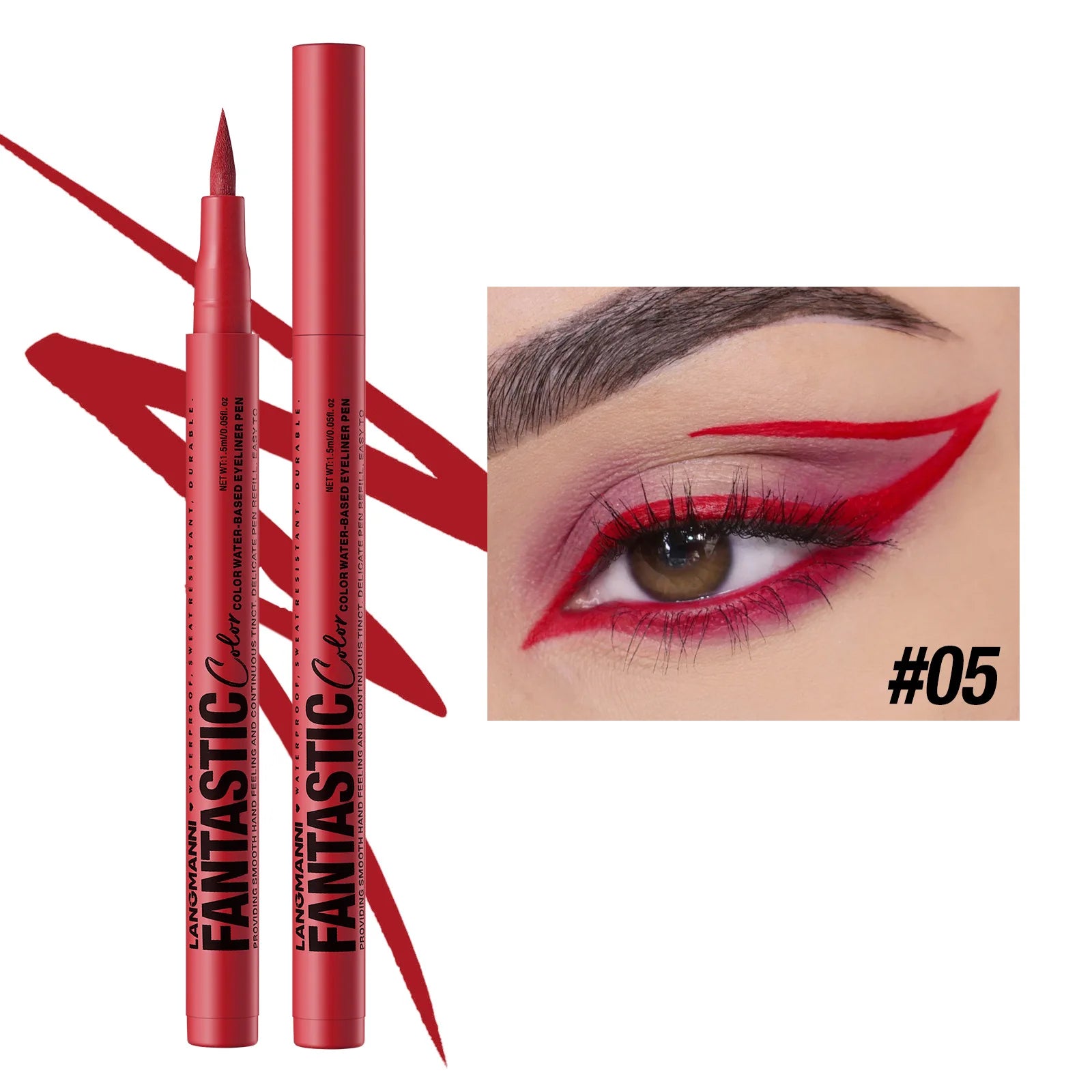 Water-based Eyeliner Liquid Matte Bright Red Quick-Drying Smudge-Proof Eyeliner Pen Bold Long-Lasting Eyes Looks Cosmetics