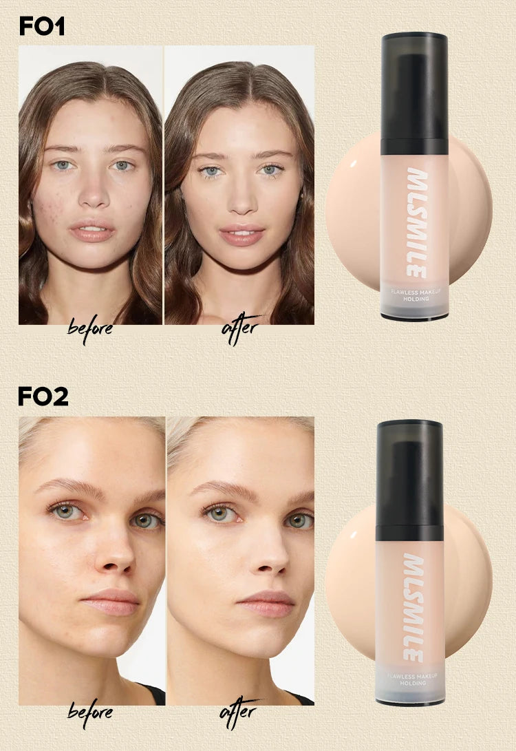 Face Foundation Cream Oil-Control Matte BBCream Waterproof Lasting Concealer Liquid Full Coverage Matte Base Professional Makeup