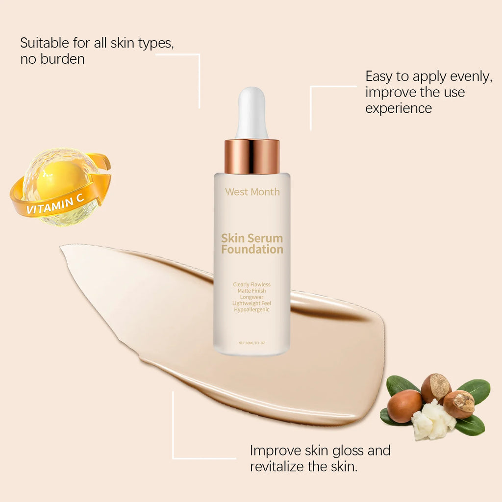 Moisturizing Liquid Foundation Even Skin Tone Cover Defects Brightening Skin Long Lasting Hydration Waterproof Makeup Cosmetics