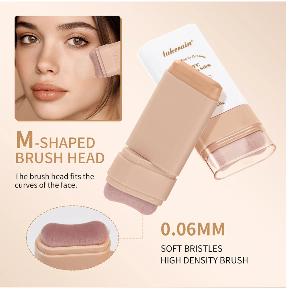 Skin Tint Foundation Stick with Brush Multi Use Matte Waterproof Long Lasting Oil Control Thin Coverage for Blemishes Concealer