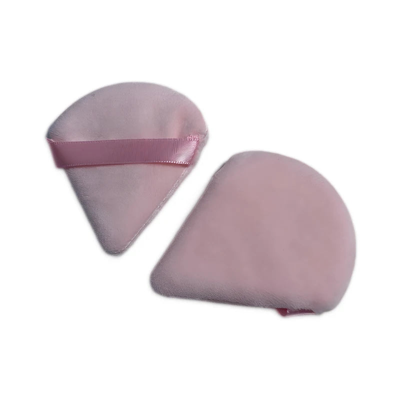 2pcs Velvet Triangle Shaped Cosmetic Puff Wet Dry Used Washable Soft Makeup Sponge Tool For Foundation Powder Blusher Shadow