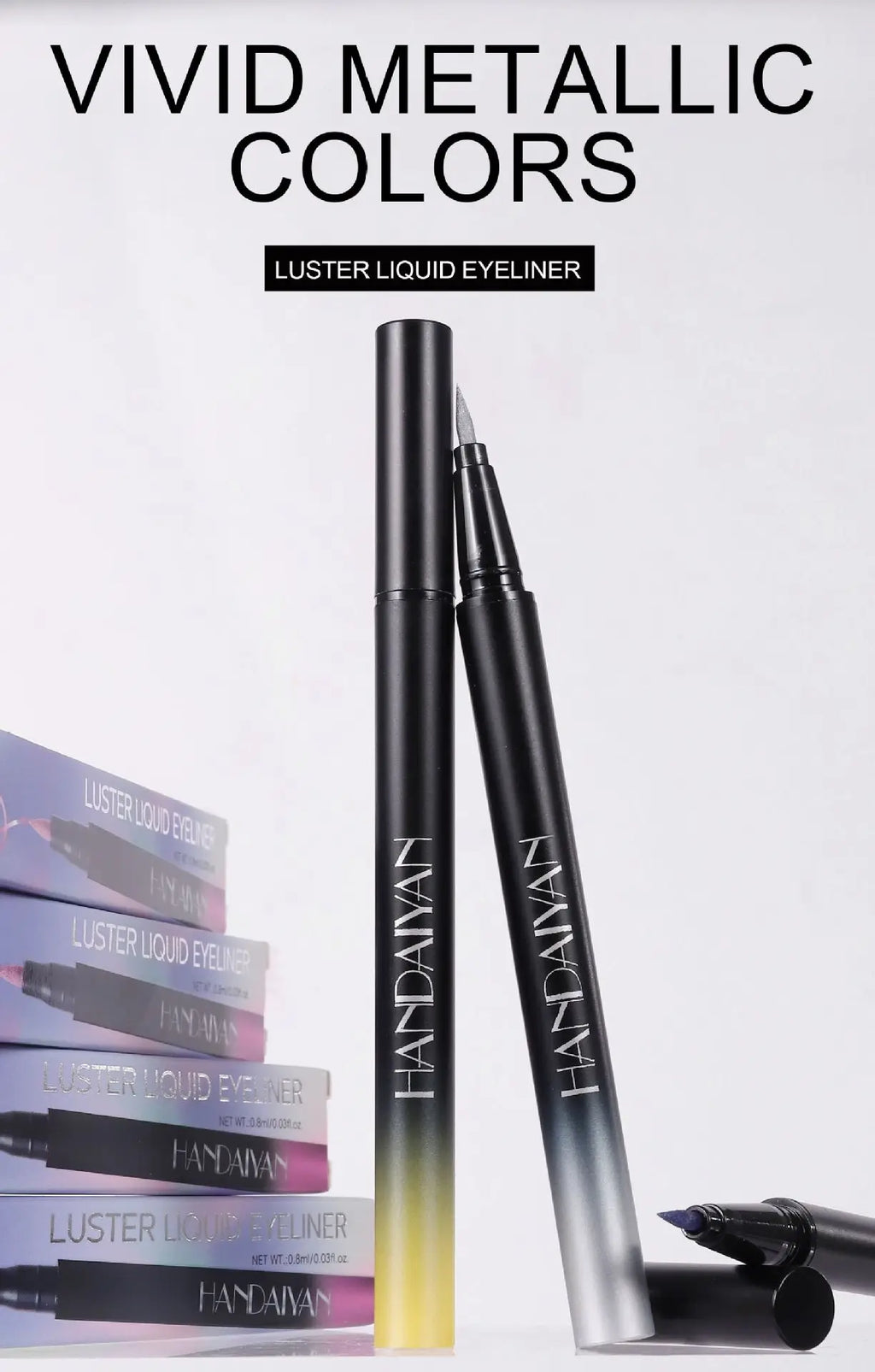 Waterproof Glitter Luster Liquid Eyeliner Pencil Long Lasting Purple Pink Blue Metallic Eye Liner Pen Cosmetic Makeup for Eyes