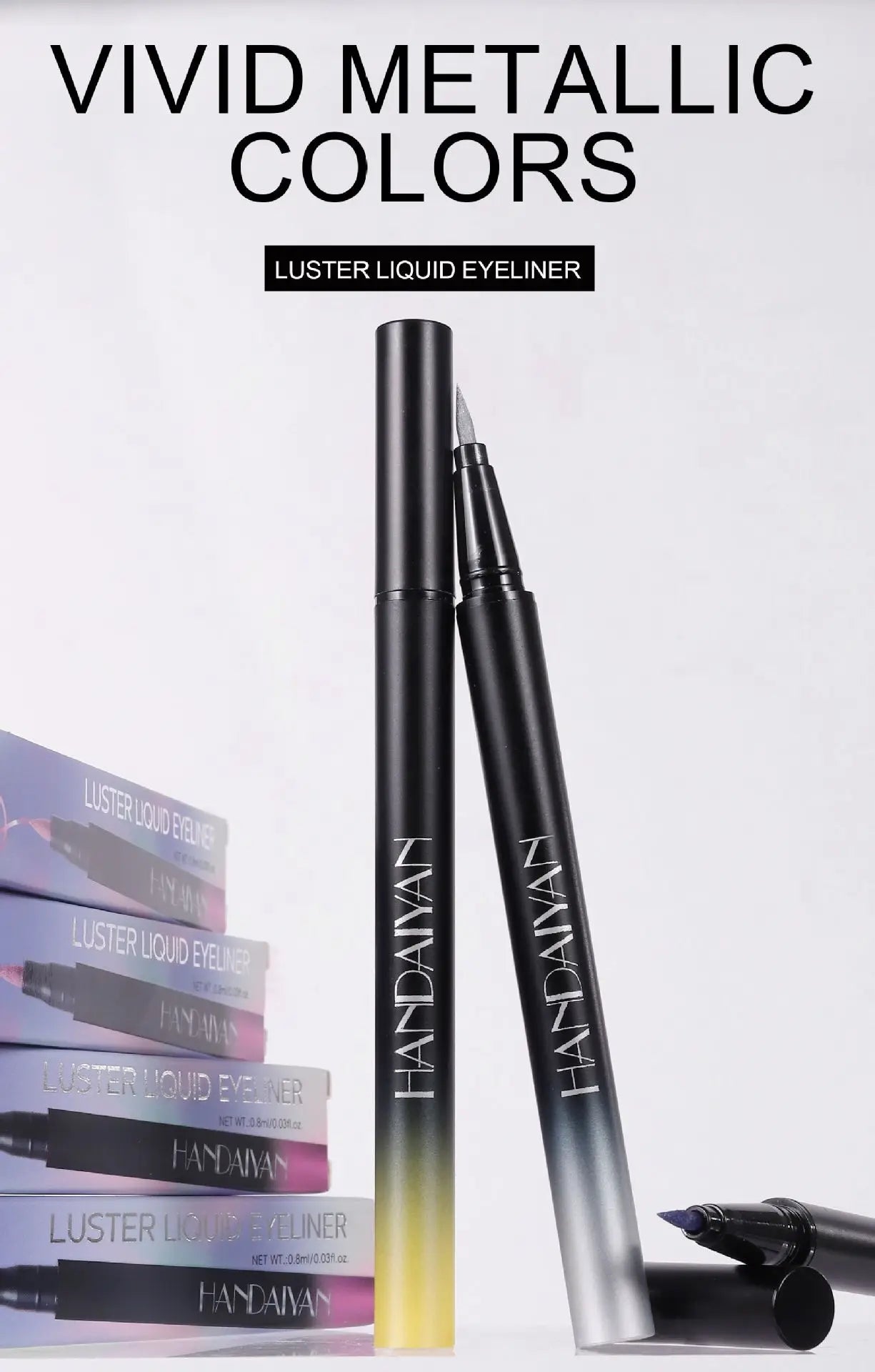 Waterproof Glitter Luster Liquid Eyeliner Pencil Long Lasting Purple Pink Blue Metallic Eye Liner Pen Cosmetic Makeup for Eyes