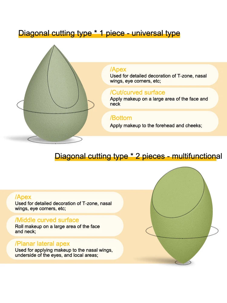Makeup Egg Dry Wet Dual Use Water Droplets Diagonal Cut Makeup Egg Independent Packaging No Powder Makeup Egg Powder Puff