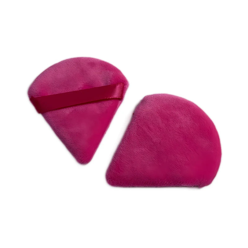 2pcs Velvet Triangle Shaped Cosmetic Puff Wet Dry Used Washable Soft Makeup Sponge Tool For Foundation Powder Blusher Shadow