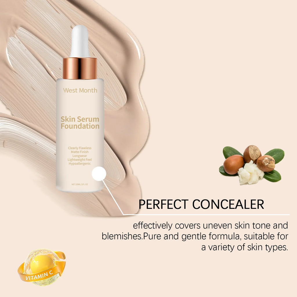 Moisturizing Liquid Foundation Even Skin Tone Cover Defects Brightening Skin Long Lasting Hydration Waterproof Makeup Cosmetics