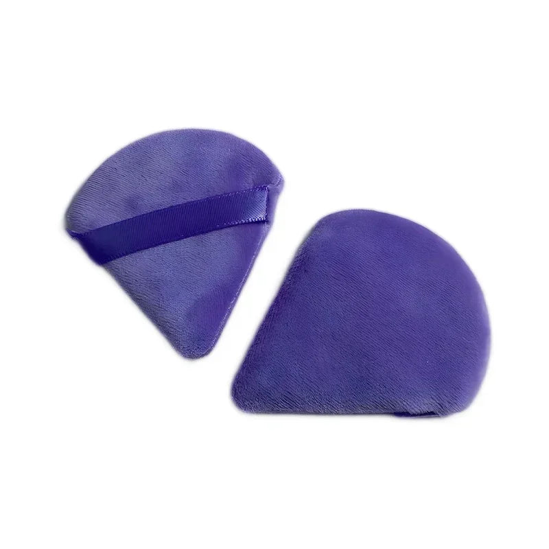 2pcs Velvet Triangle Shaped Cosmetic Puff Wet Dry Used Washable Soft Makeup Sponge Tool For Foundation Powder Blusher Shadow