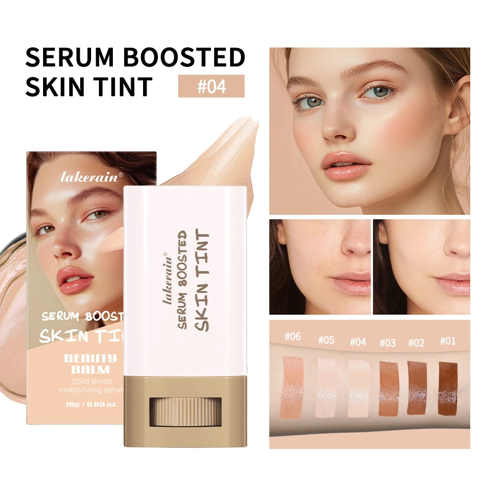 Foundation Stick  Serum Boosted Skin Tint Balm Silky Texture Moisturizing Coverage Plumper Natural Even Skin Tone Travel Makeup