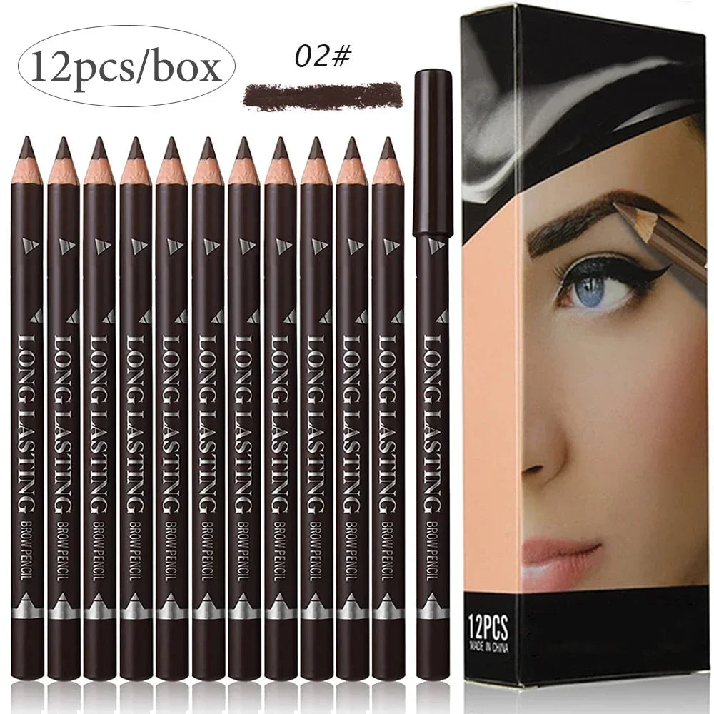 6/12Pcs Eye Brow Pencil Waterproof Professional Women Eye Makeup Pen Easy Color Natural Black Cosmetic Beauty Eyebrow Tool