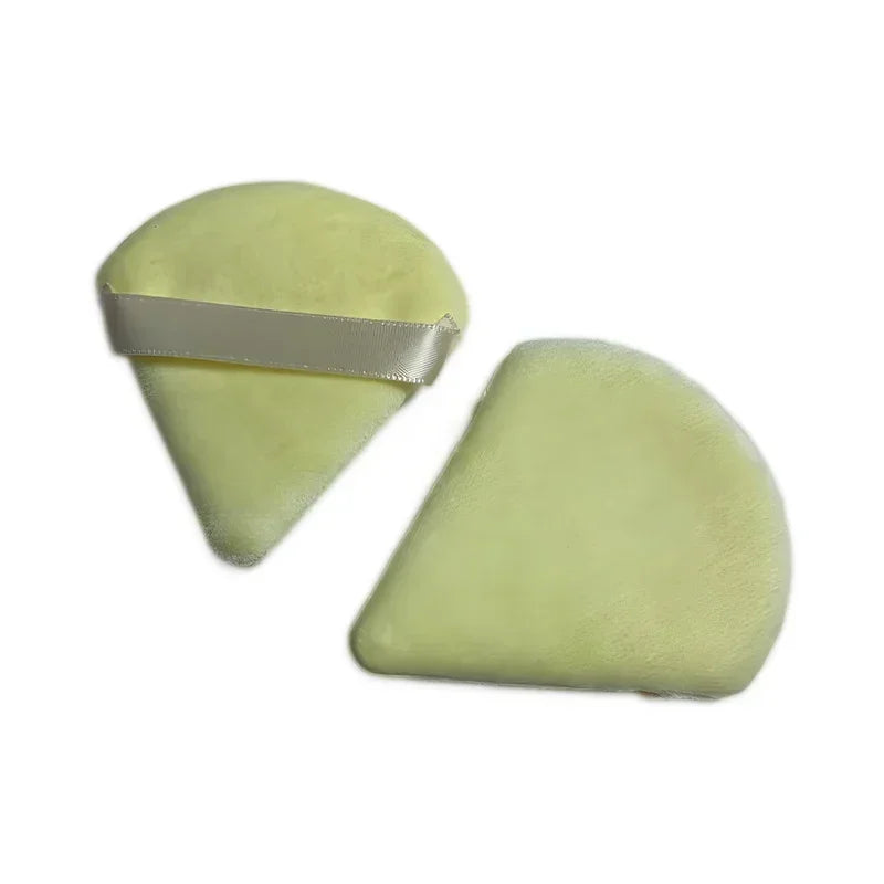 2pcs Velvet Triangle Shaped Cosmetic Puff Wet Dry Used Washable Soft Makeup Sponge Tool For Foundation Powder Blusher Shadow