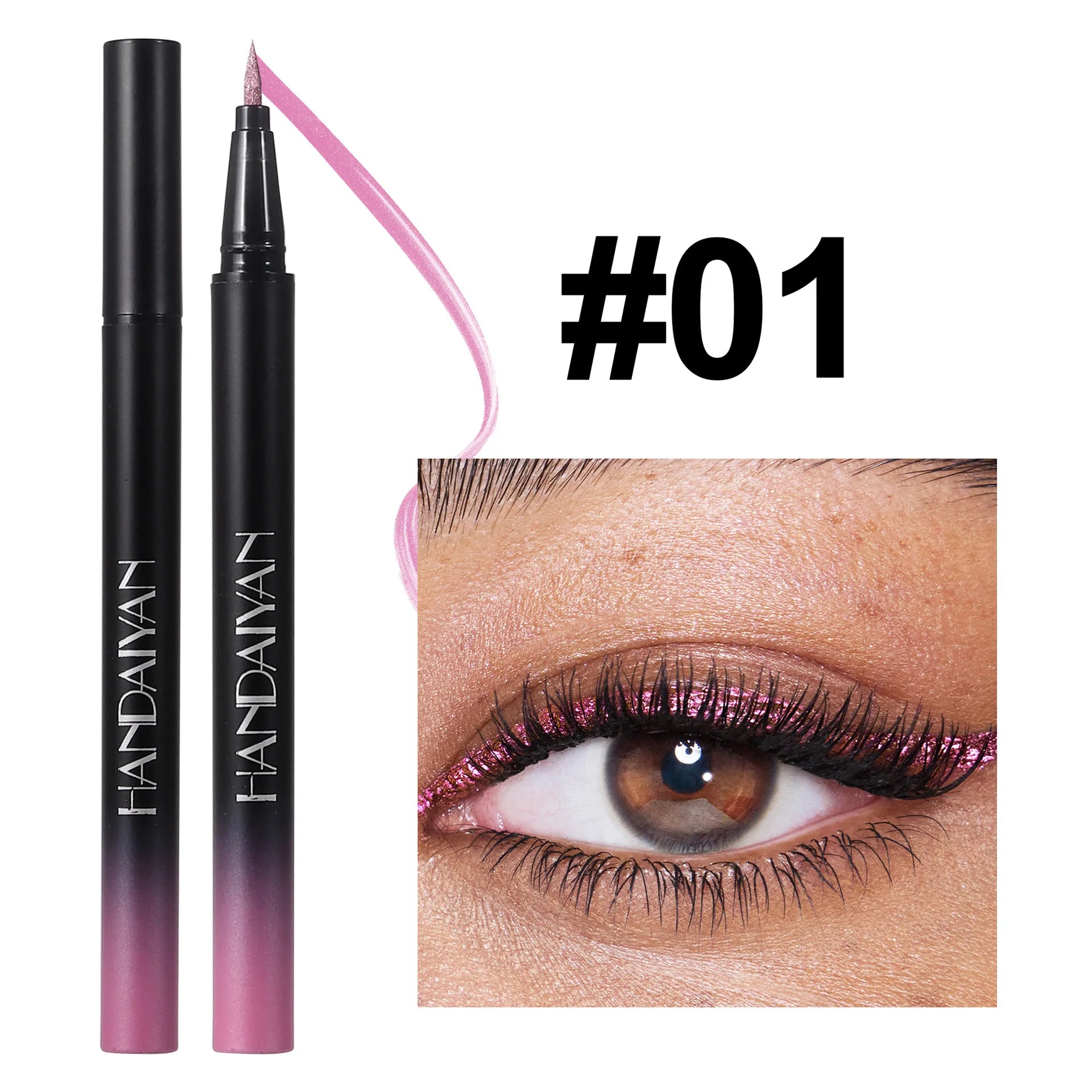 Waterproof Glitter Luster Liquid Eyeliner Pencil Long Lasting Purple Pink Blue Metallic Eye Liner Pen Cosmetic Makeup for Eyes
